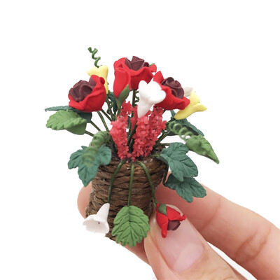 

YIWULAArtificial 112 Dollhouse Miniature Fake Green Plant Flower Rose Fairy Garden