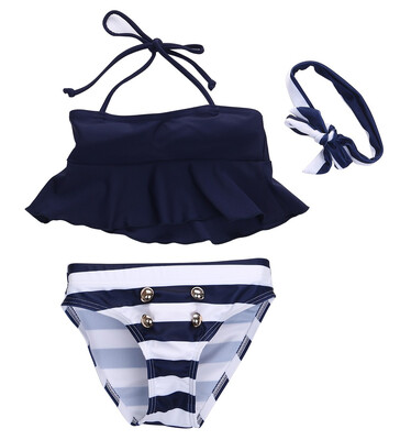 

Kids Baby Girl Bikini Suit Navy 3pcs set Swimsuit Swimwear Bathing Swimming Beachwear