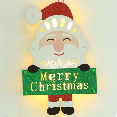 

〖Follure〗Christmas Tree Hanging Ornaments LED Wooden Santa Claus House Hotel Bar Decor
