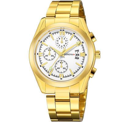 

GENEVA Mens Luxury Date Watch Stainless Steel Analog Quartz Wristwatch Man Male Business Sport Watches Erkek Kol Saati Clock