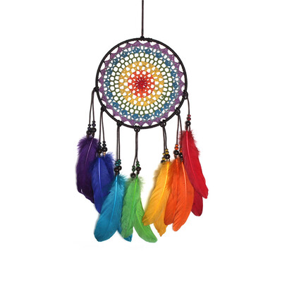 

Gobestart Handmade Lace Dream Catcher Feather Bead Hanging Decoration Ornament Gift