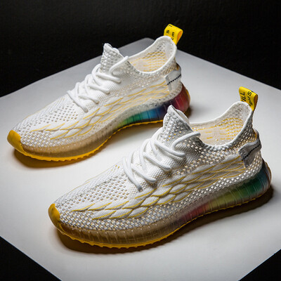 

Fashion tide models colorful bottom fish scales mens shoes fashion flying woven sports youth breathable mens shoes