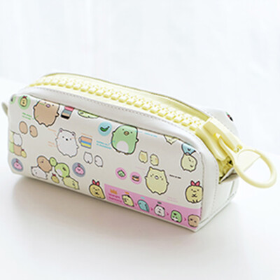 

Big Zipper Pencil Case Pu Leather Zippered File Bag Storage Colorful Pencil Cases