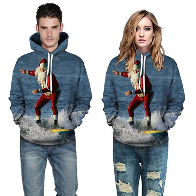 

Toponeto Couples Autumn Spring Fashion 3D Christmas Long Sleeve Hoodies Top Sweatershirt