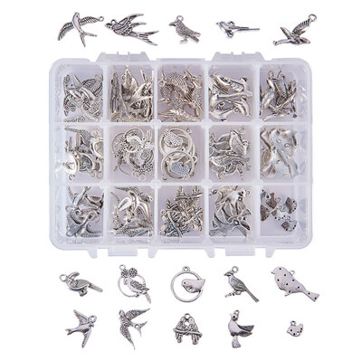 

PH PANDAHALL 1 Box Tibetan Style Bird Alloy Pendants For Jewellery Making Necklace Making