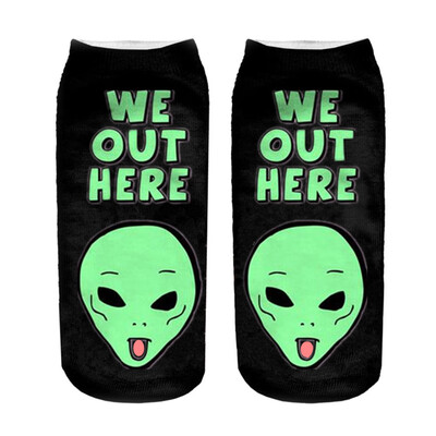 

1Pair Ankle Socks Cute 3D Prints Unicorn Soft Alien Cotton