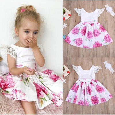 

AU STOCK Kids Baby Girl Flower Dress Princess Lace Tulle Tutu Formal Party Dress