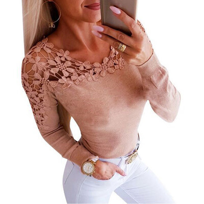 

Womens V Neck Long Sleeve Hollow Out Design High Low Hem Tops Blouse T-Shirt