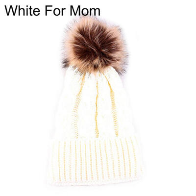 

Cute Kids Baby Boys Girls Mom Hat Set Knitted Winter Warm Hats Soft Beanie Cap