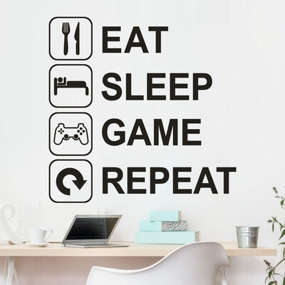

〖Follure〗Eat Sleep Game Repeat Removable Art Vinyl Mural Home Room Decor Wall Stickers