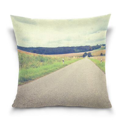 

ALAZA Throw Pillow Case Decorative Pillow Covers 16 X 16 inch Country Road Pattern Pillowcase