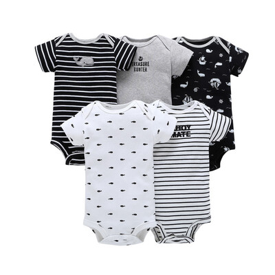 

2019 New 5 PCSlot Newborn Baby Bodysuits Short Sleevele Baby Clothes O-neck 0-12M Baby Jumpsuit 100Cotton Clothing Infant sets