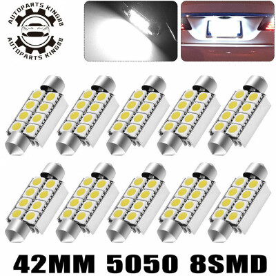 

10X White 42mm 8SMD Festoon Led Canbus Error Free Map Dome Interior Light Bulbs