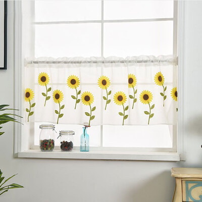 

Greensen Polyester Floral Pattern Short Window Curtain Shade Bedroom Living Room Kitchen Decor