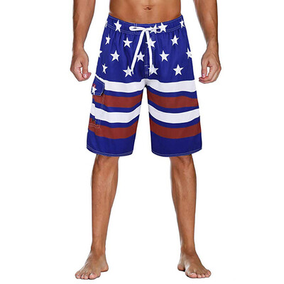 

Tailored Mens Independence Day Swim Trunks Colortful Striped Beach Board Shorts