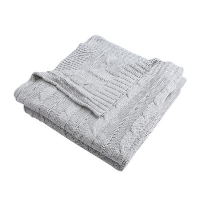 

Home Decorative Cozy Cotton Knitted Blanket Pure Color Soft Comfortable Sofa Travel Picnic Blanket