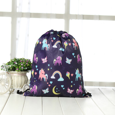 

Cute Unicorn School Bag Women Girl Drawstring Backpack Handbag Rainbow Unicorn Sport Bags Travel Backpack