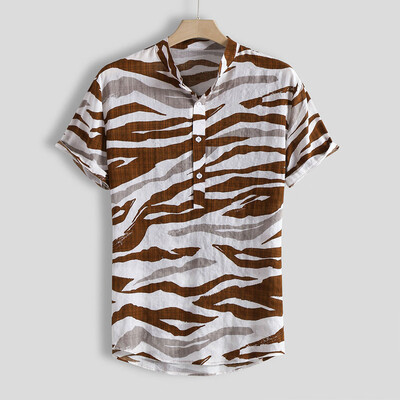 

Tailored Mens Multi Color Lump Chest Pocket Short Sleeve Round Hem Loose Shirts Blouse