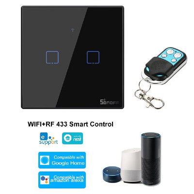 

SONOFF T3EU3C-TX 3 Gang Smart WiFi Wall Light Switch 433Mhz Wireless Control RF Remote Controller APPTouch Control Timer EU Stand