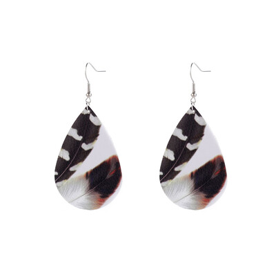 

Fashion Faux Leather Water Drop Dangle Leaf Feather Hook Earrings Women Jewelry