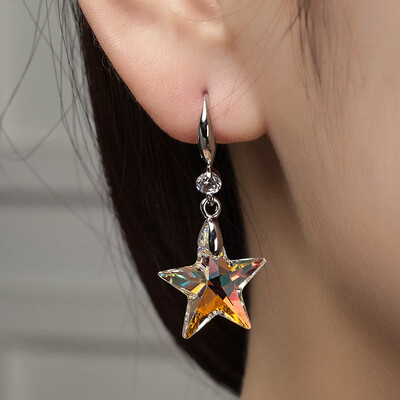 

Fashion ear jewelry female five-pointed star crystal earrings Japan&South Korea temperament ear hook earrings long earrings