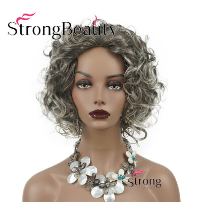 

StrongBeauty Women Synthetic Wig Hair Natural Medium length Curly Hair BlondeBlack Wigs Capless