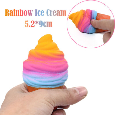 

Siaonvr Jumbo Rainbow Ice Cream Scented Super Slow Rising Kids Toy Stress Reliever Toy