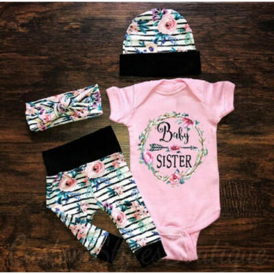 

Boutique Newborn Baby Girls Sister Tops Romper Pants 3Pcs Outfits Set Clothes