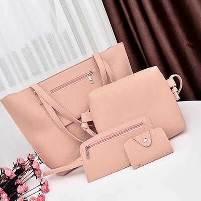 

Tailored Fashion Women Leather Four-Piece Shoulder Crossbody Bag Clutch Wallet Retro Bag