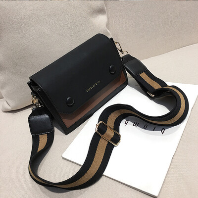 

Bag female 2019 new tide ins super fire fashion matte hit color wild wide shoulder strap shoulder slung small square bag