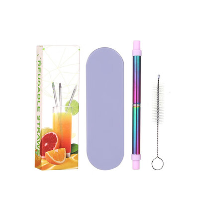 

Portable Drinking Straws Stainless Steel Metal Straw With Silicone Tip Storage Case Bar Party