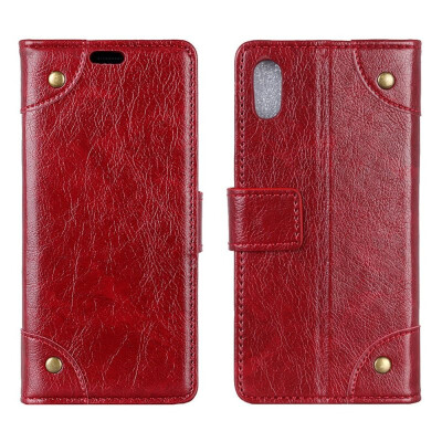

MOONCASE Apple iPhone  Copper Buckle Napa Leather Case - Wine Red