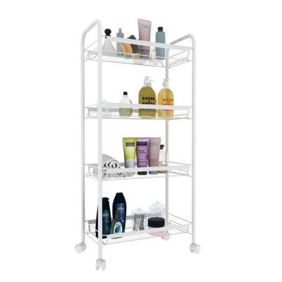 

4 Tier Shelving Rack Rolling Kitchen Storage Utility Trolley Cart