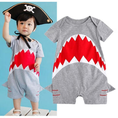 

Newborn Toddler Baby Boys Clothes Shark Bodysuit Romper Jumpsuit Outfits 0-24M