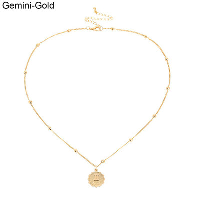 

Vintage 12 Constellation Zodiac Embossed Pendant Long Chain Necklace Jewelry