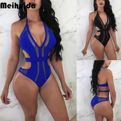 

2018 Hot Sale Women´s One-Piece Push Up Mesh Stitching Bikini Swimsuit Swimwear