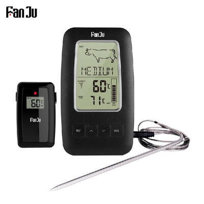 

FanJu FJ2245 Digital Cooking Grill Thermometer with Wireless Remote Magnetic Back Stainless Steel Temperature Probe for Kitchen Sm
