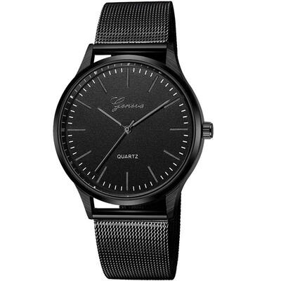 

GENEVA Watches Women Men Mesh Band Stainless Steel Analog Quartz Wristwatch Female Unisex Fashion Minimalist Silver Watch