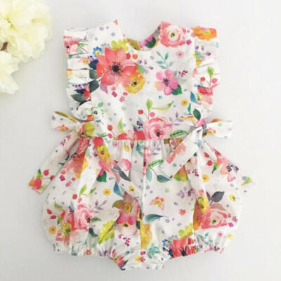 

Newborn Baby Girl Casual Flower Ruffle Romper Bodysuit Jumpsuit Outfits Sunsuit