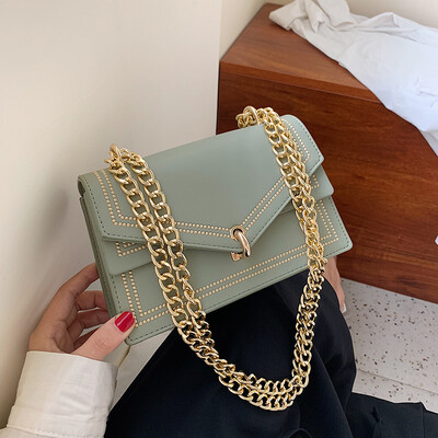 

Womens bag 2019 new Korean version chain simple small square bag fashion 100 lap texture oblique shoulder bag tide