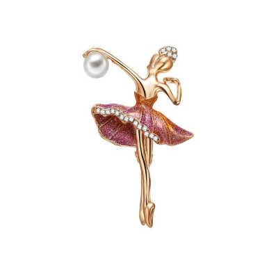 

Sweet Pearls Rhinestone Dancing Ballet Girl Brooches Pins Breastpin Jewelry Women Accessories