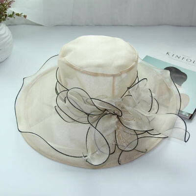 

New Womens Organza Church Summer Wide Brim Kentucky Derby Hat Party Wedding Cap