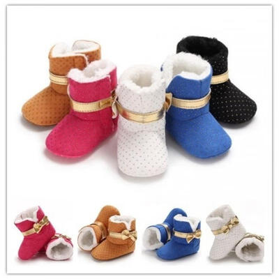 

0-18M Baby Kids Girls Winter Warm Fleece Knit Snow Boots Booties Crib Shoes