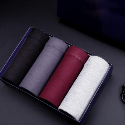

Mens Underwear Modal Boxers Solid Color Shorts 4 PCSSet