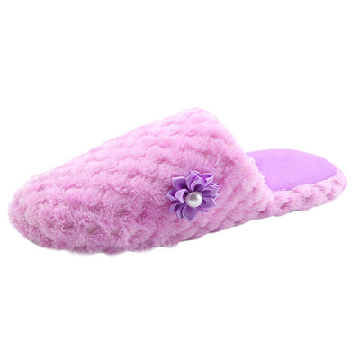 

Rose Women Warm Shoes Solid Slipper Indoors Anti-slip Winter House Shoes Flip Flops