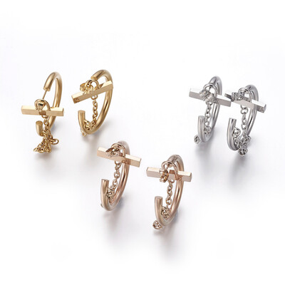 

304 Stainless Steel Stud Earrings Mixed Color 56mm Pin 08mm