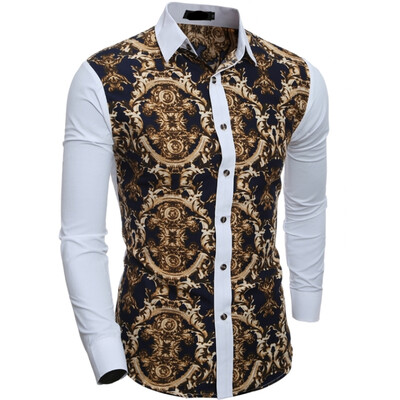 

Men\s Printing Shirt Casual Slim Long Sleeve Shirt
