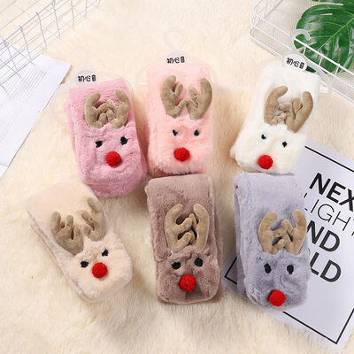 

Fashion Printed Long Scarf Cozy Soft Solid Three-Dimensional Cartoon Deer Elephant Fox Plush Scarf Bi