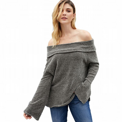 

One-shoulder long-sleeved sweater womens hooded velvet wool sweater