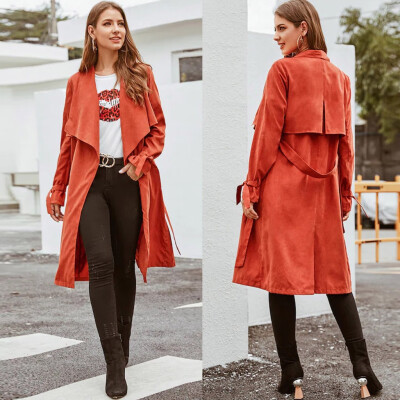 

Roseonmyhand Fashion Women Casual Autumn Solid Tops Long Sleeve Slim Bandage Overcoat Coat